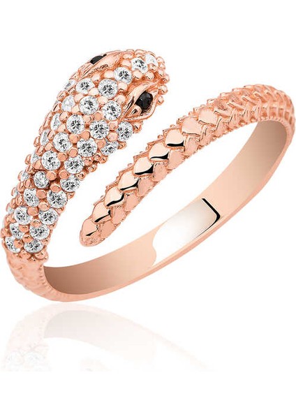 Gümüş Rose Yılan Yüzük