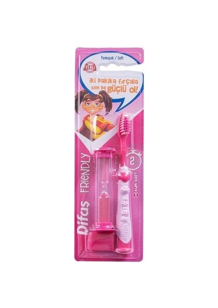 Frıendly Çocuk Diş Fırçası Pembe (Kum Saatli) Yumuşak Kıllar