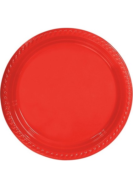 Elite Time Tabak Plastik Yuvarlak 22 cm Kırmızı Pk:20 Kl:24 -