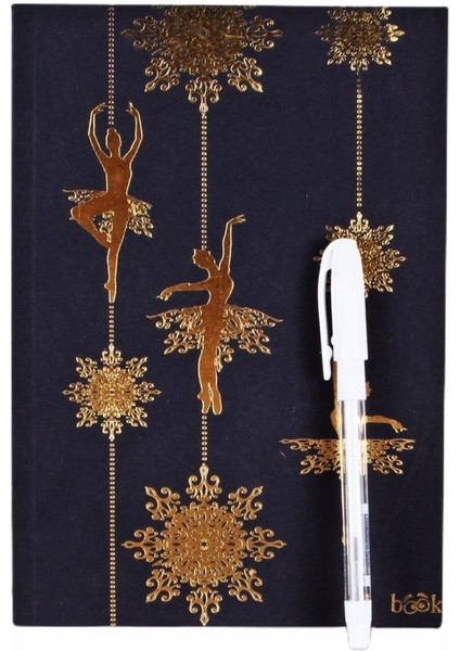 Balerin Defter Siyah 16 x 24 cm + Beyaz Kalem