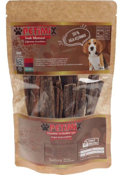 Inek Memesi Çubukları 250G Çiğneme Kemikleri Köpek Ödülü