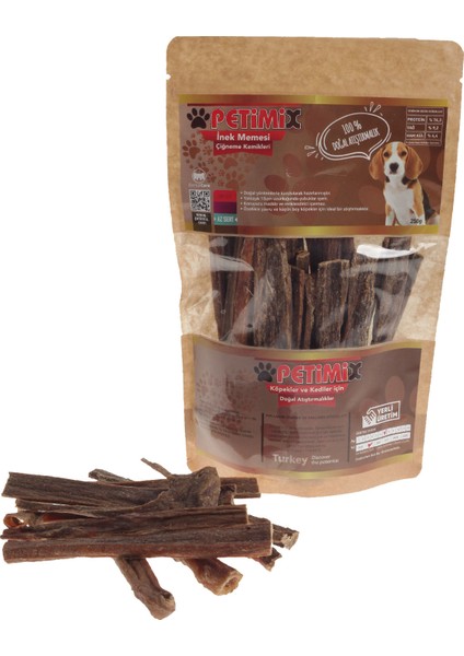 Inek Memesi Çubukları 250G Çiğneme Kemikleri Köpek Ödülü