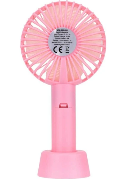 EFN-502 Pembe Taşınabilir Şarjlı Pembe 800MAH USB Fan