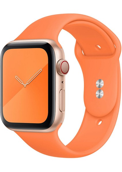 42 mm - 44 mm M/l Apple Watch 3 4 5 6 Se Uyumlu Silikon Kordon Kayış Açık Turuncu