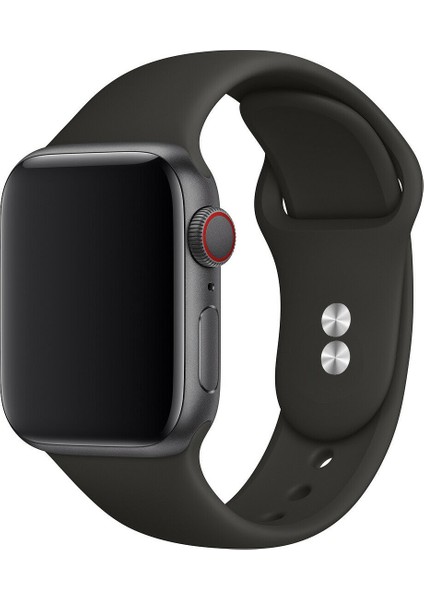 42 mm - 44 mm M/l Apple Watch 3 4 5 6 Se Uyumlu Silikon Kordon Kayış Siyah