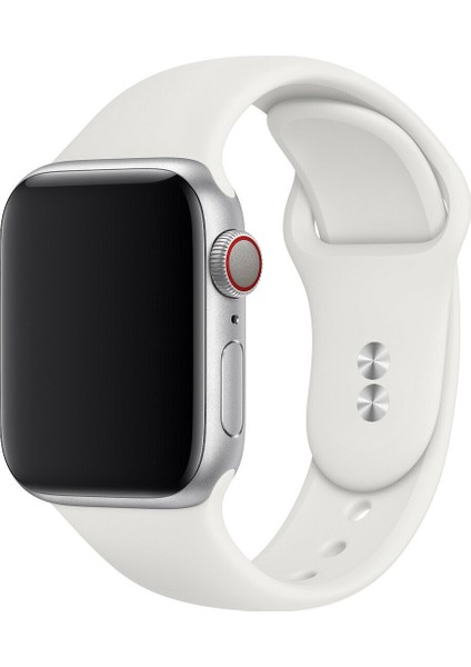 42 mm - 44 mm M/l Apple Watch 3 4 5 6 Se Uyumlu Silikon Kordon Kayış Beyaz