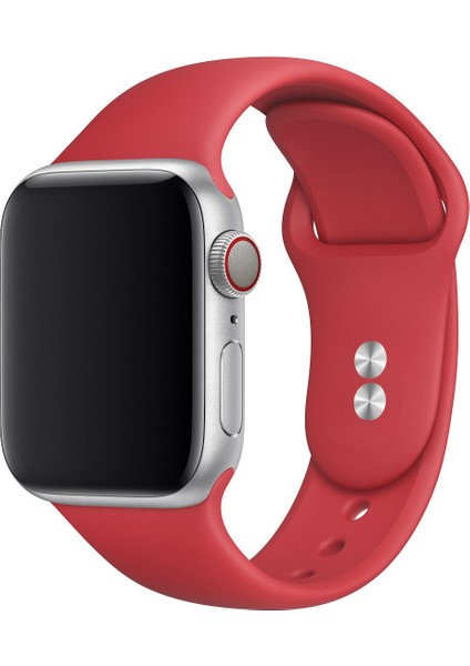 42 mm - 44 mm M/l Apple Watch 3 4 5 6 Se Uyumlu Silikon Kordon Kayış Kırmızı