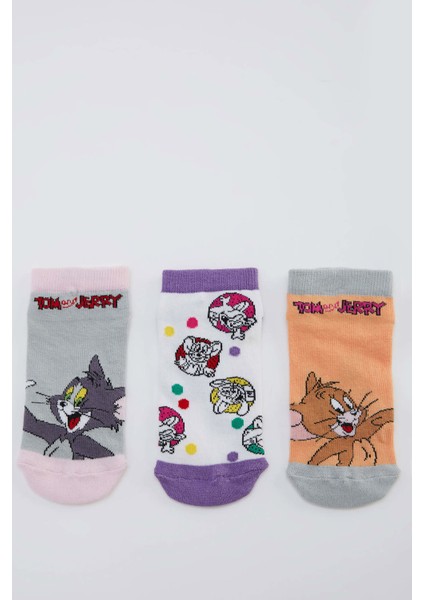 Kız Çocuk Tom & Jerry Lisanslı 3'lü Patik Çorap T9588A621SP