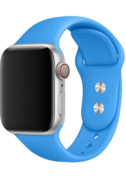 42 mm - 44 mm M/l Apple Watch 3 4 5 6 Se Uyumlu Silikon Kordon Kayış Mavi