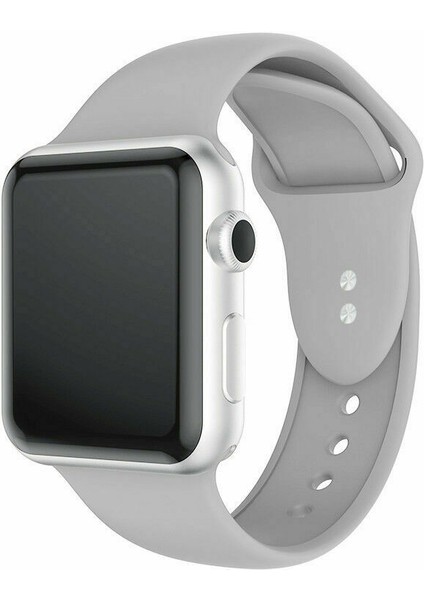 42 mm - 44 mm M/l Apple Watch 3 4 5 6 Se Uyumlu Silikon Kordon Kayış Gri