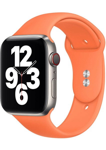 42 mm - 44 mm S/m Apple Watch 3 4 5 6 Se Uyumlu Silikon Kordon Kayış Turuncu