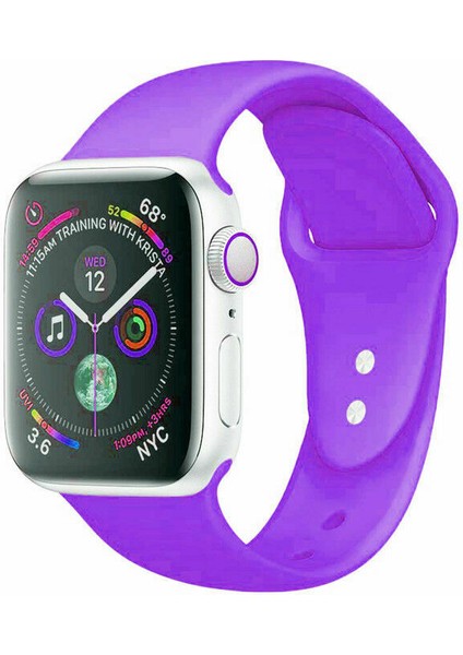 38 mm - 40 mm M/l Apple Watch 3 4 5 6 Se Uyumlu Silikon Kordon Kayış Mor