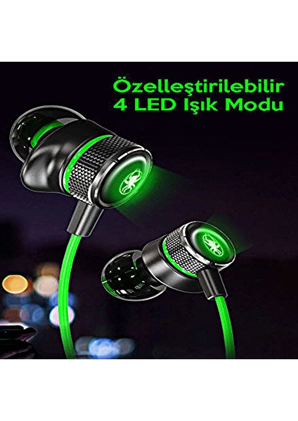 LED Işıklı 3D Ense Tipi Bluetooth Oyuncu Kulaklığı Stereo 3D Ayarlanabilir Gaming Kulaklık