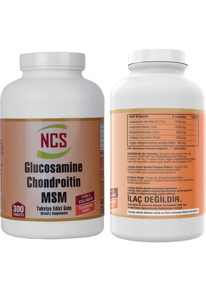 Glucosamine Chondroitin Msm Type Iı Collagen Turmeric 300 Tablet & Nevfix Vitamin D3-K2 120 Tablet