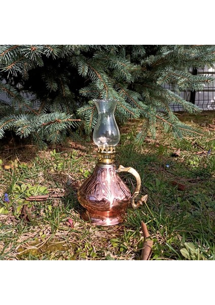 Işlemeli Bakır Gaz Lambası Kücük Boy
