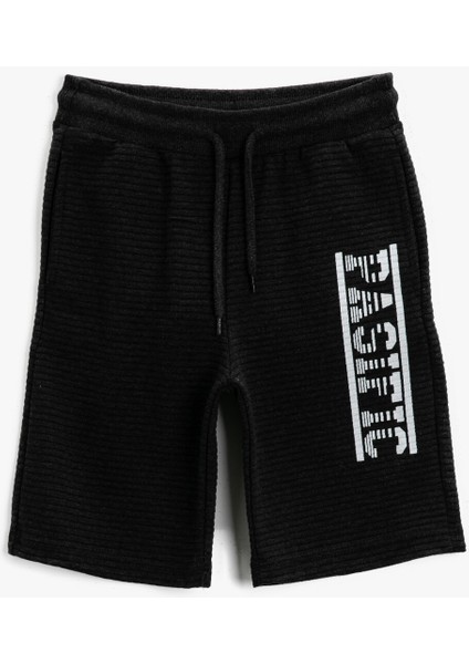 Erkek Çocuk Yazili Sort Belden Baglamali Pamuklu