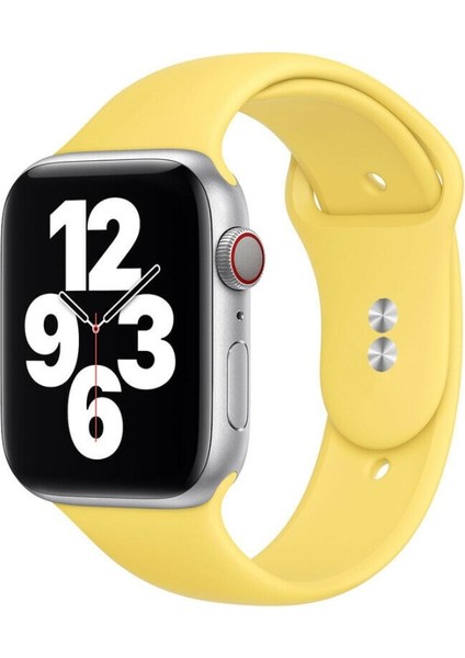 42 mm - 44 mm S/m Apple Watch 3 4 5 6 Se Uyumlu Silikon Kordon Kayış Sarı
