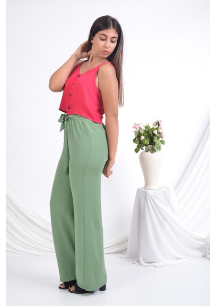 Bayan Beli Lastikli Bol Paça Yazlık Pantolon indirimleri
