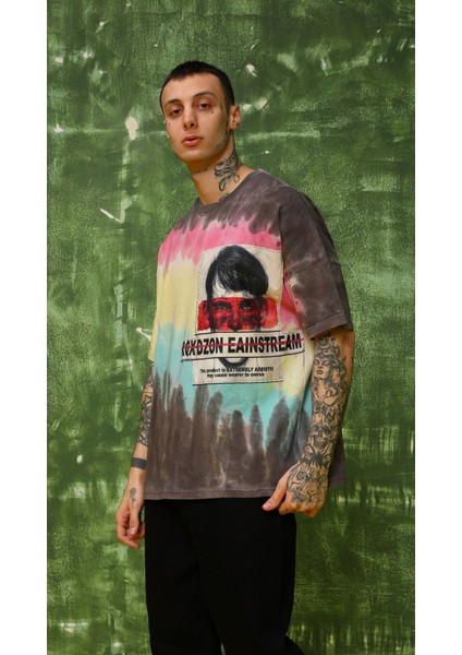 R-5209 Oversize Patch 'lı Batik T-Shirt