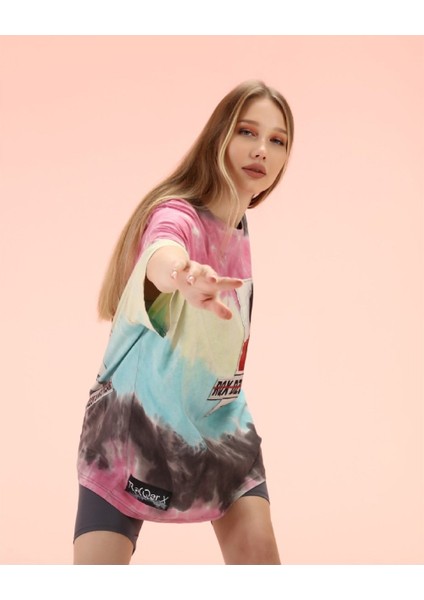 R-5209 Oversize Patch 'lı Batik T-Shirt