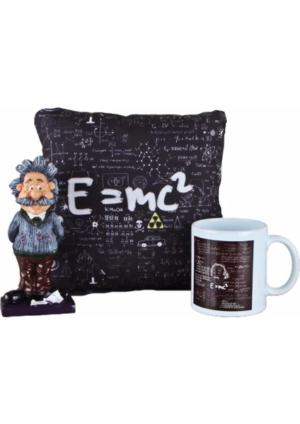 Einstein Biblo Puf Yastık Einstein Kupa Hediye Seti