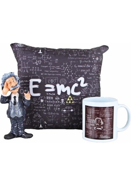 Einstein Biblo Puf Yastık Einstein Kupa Hediye Seti