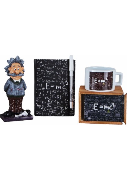 Einstein Biblo Kutulu Kupa Defter Set Kalem Hediyeli