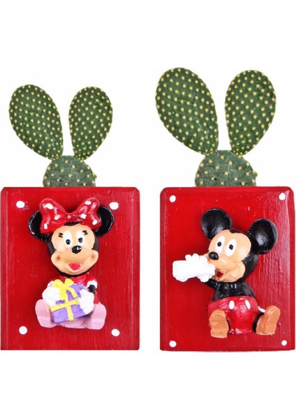 Mickey Minnie Mouse Kırmızı Saksı 2 Li Set