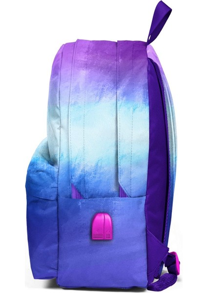 Usb + Aux Soketli Üç Gözlü Okul Sırt Çantası Mor - Mavi fiyatları