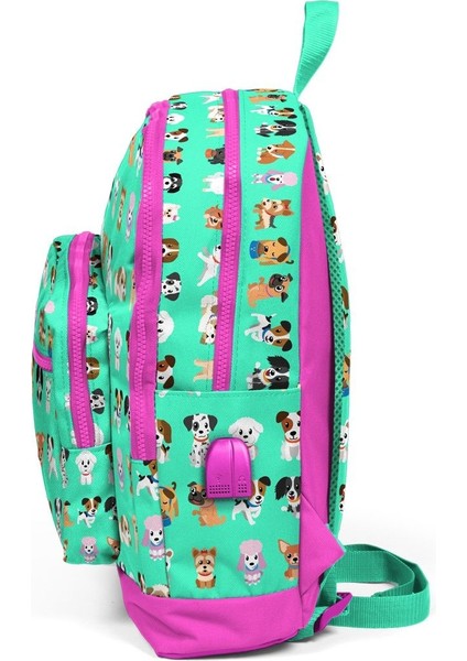 Kids Sevimli Köpekler Usb + Aux Soketli Dört Gözlü İlkokul Çantası fiyatları