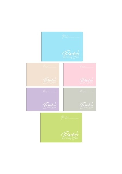 Pastels Tel Dikişli Plastik Kapak Resim Defteri 25 x 35 cm 6'lı