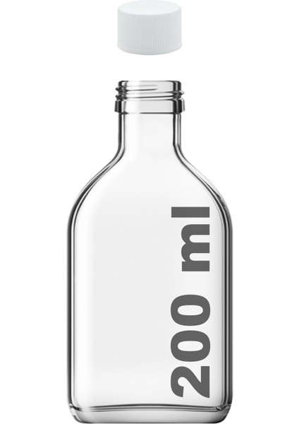 200 cc Cold Brew Şeffaf 200 ml Sızdırmaz Beyaz Plastik Kapaklı Yassı Cam Şişe (Soğuk Kahve) 1 Adet