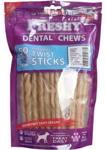 Dental Twists - Naturel Burgu Çubuk - 50'li Maxi Paket