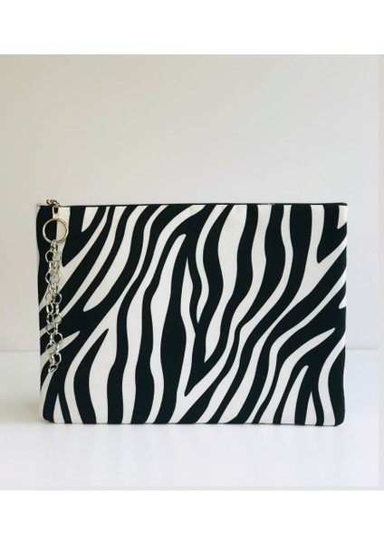 Zebra Desen Clutch Çanta