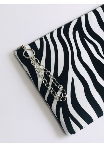 Zebra Desen Clutch Çanta