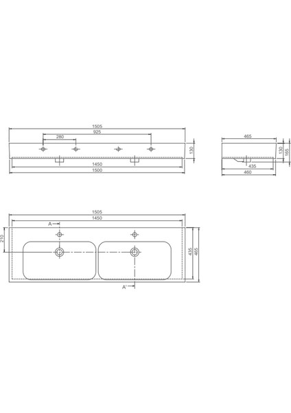 Seramik Cerastyle Pinto 150CM Çift Hazneli Etajerli Lavabo indirimleri