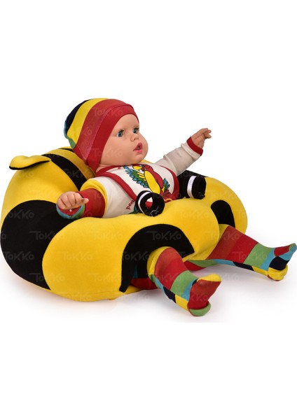 Bebek Bebe Yatmaz Oturma Destek Minderi - Bebek Koltuğu - Büyük Bebek Oturağı Bebeyatmaz Sarı Siyah