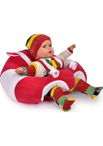 Bebek Oturma Destek Minderi - Bebek Koltuğu - Büyük Bebek Oturağı Fuşya Beyaz