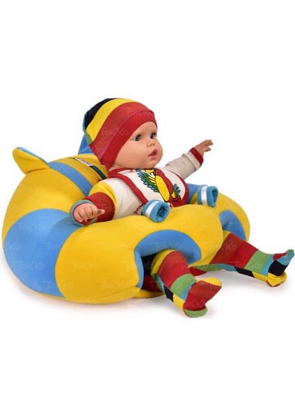 Bebek Bebe Yatmaz Oturma Destek Minderi - Bebek Koltuğu - Büyük Bebek Oturağı Bebeyatmaz Sarı Mavi
