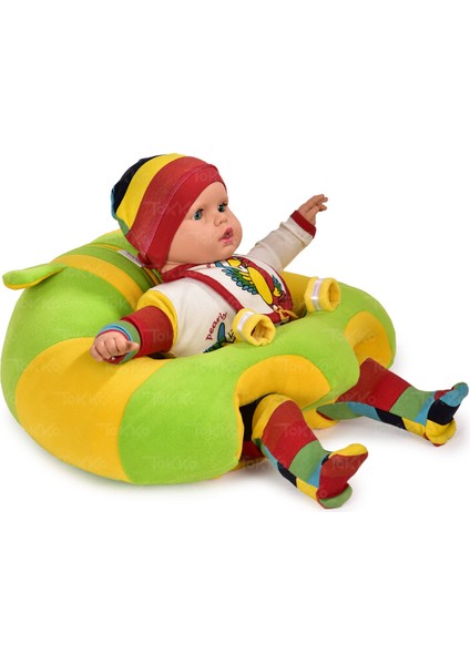 Bebek Bebe Yatmaz Oturma Destek Minderi - Bebek Koltuğu - Büyük Bebek Oturağı Bebeyatmaz Yeşil Sarı
