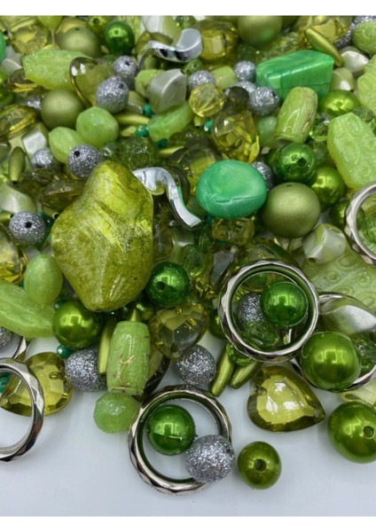 Bileklik,kolye,anahtarlık,takı Yapımı Için Yeşil Renk Karışık Plastik Boncuk (250 Gram) fiyatları
