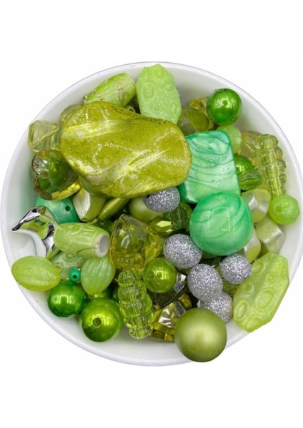 Bileklik,kolye,anahtarlık,takı Yapımı Için Yeşil Renk Karışık Plastik Boncuk (250 Gram) modelleri