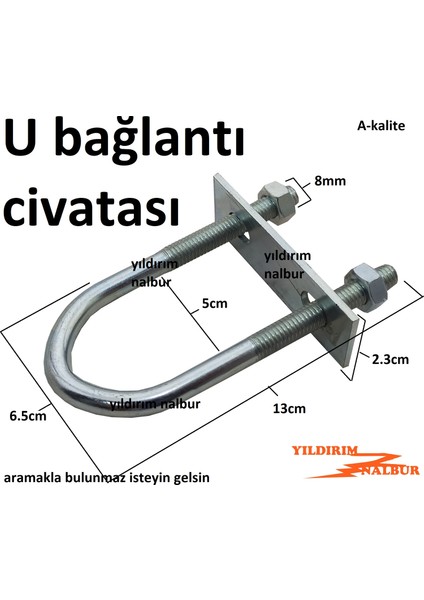 4 Adet U Civata Bağlantı Elemanı M-8X130 U Montaj Aparatı Boru Montaj Uzun Boylu Metrik 8 fiyatları