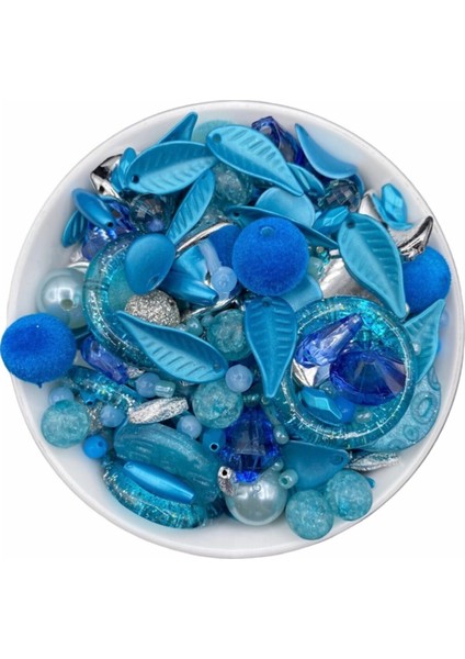 Bileklik,kolye,anahtarlık,takı Yapımı Için Mavi Renk Karışık Plastik Boncuk (250 Gram) fiyatları