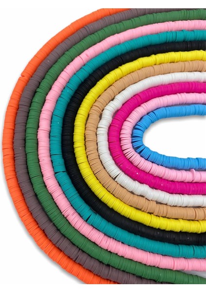 12 Adet (8mm) Fimo Boncuk Dizisi (Hamur Boncuk) 12 Renk