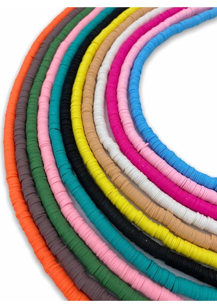 12 Adet (8mm) Fimo Boncuk Dizisi (Hamur Boncuk) 12 Renk modelleri