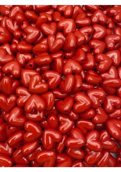 16MM Kırmızı Renk Kalp Model Plastik Boncuk,hobi Takı Yapım Boncuğu (25GR,~20 Adet) modelleri