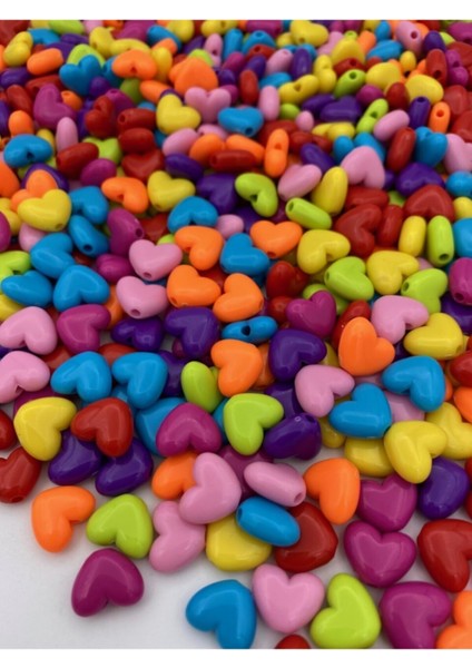 25GR Karışık Renkli Plastik 14MM Kalp Model Boncuk,hobi Takı Yapım Boncuğu ( 25GR,~40 Adet) fiyatları