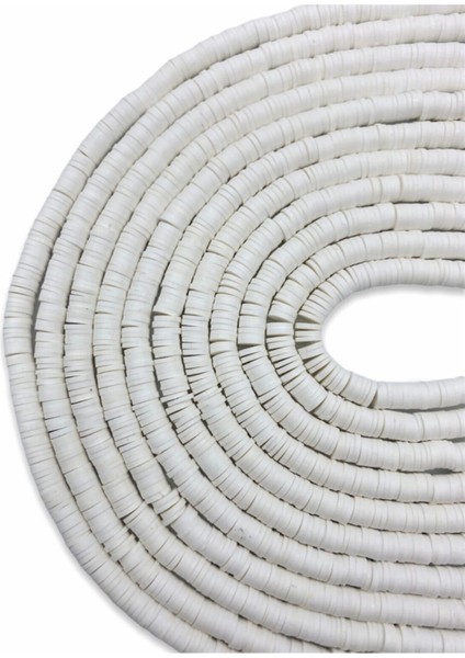 6mm Beyaz Renk Polimer Kil Fimo Boncuk DIZISI,40CM Hamur Boncuk Fimo Dizi