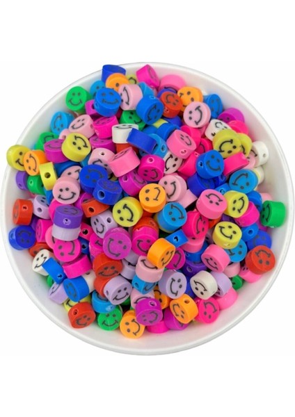 25 Adet 10MM Polimer Kil Fimo Karışık Gülen Yüz / Gülen Surat Emoji Figür Boncuk,takı Yapımı